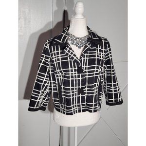 SHERRY TAYLOR RAINCOAT COLOR WHITE/BLACK 3/4 SLEEVE COTTON/ELASTANE SIZE M